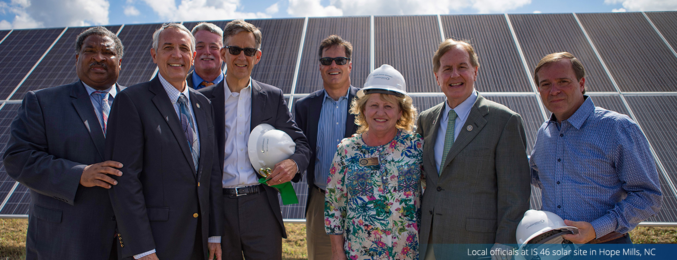 Local officials cut the ribbon on Cypress Creek's IS 46 solar site in Hope Mills, NC