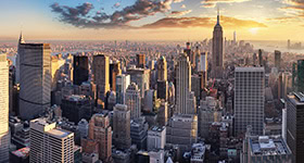 An aerial view of the New York City skyline