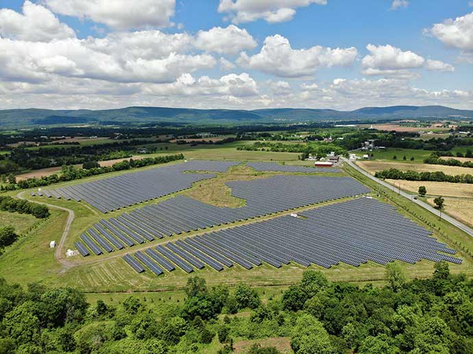 Located in Frederick County, Maryland, Baker Point Solar was the first to meet the state’s pollinator-friendly standard. The facility also provided important revenue to support the landowner’s continued farming business.